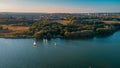 Aerial view of Brent Reservoir, London, England in summer