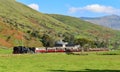 Welsh Highland Railway Steam and Mount Snowdon summit, Wales Royalty Free Stock Photo