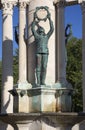 Bronze statue depicting a soldier (army) within the Welsh National War Memorial in Alexandra Gardens, Cathays Park,