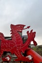 welsh red dragon sculpture, architecture