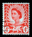 A Welsh Used Postage Stamp showing Portrait of Queen Elizabeth 2nd