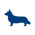 Low poly blue silhouette of Welsh Corgi