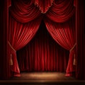Welthy performs a show that includes a red curtain. Royalty Free Stock Photo