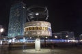 The Weltzeituhr World Clock at Alexanderplatz in Berlin by night