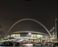 Wembley Stadium at night in London Royalty Free Stock Photo