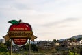 Wenatchee, Washington - July 4, 2019: Large welcome sign to the Wenatchee area of Washington State, the apple capital of the world