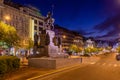 Wenceslas Square with equestrian statue of saint Vaclav in front of National Museum during a night in Prague, Czech Republic