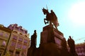 Wenceslas Square public center in European city of Prague. Royalty Free Stock Photo