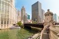 Wendella Boat Rides architectural tour the Chicago river in Chicago Downtown, USA Royalty Free Stock Photo