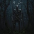 wendigo in deep forest graphic illustration