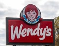 The Wendys fast food restaurant sign in Pittsburgh, Pennsylvania, USA