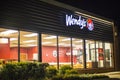 Wendys Restaurant fast food side view at night
