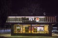 Wendys Restaurant front building view at night