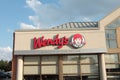 tor, canada - august 10, 2023: wendys restaurant logo on building store above windows exterior outside summer. p