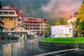 Wengen, Switzerland street view and mountains Royalty Free Stock Photo
