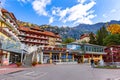 Wengen, Switzerland street view and mountains Royalty Free Stock Photo