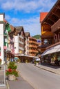 Wengen, Switzerland street view and mountains Royalty Free Stock Photo