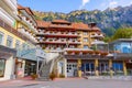 Wengen, Switzerland street view and mountains Royalty Free Stock Photo