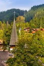 Wengen, Switzerland town view and church Royalty Free Stock Photo