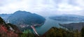 Wenshan County, Chongqing Wenfeng Forest Park overlooking the Wushan Yangtze River Bridge and Wushan County Royalty Free Stock Photo