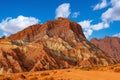 Blue sky white clouds and colorful Wensu Grand Canyon in Autumn