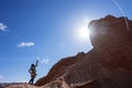 Visitors Blue sky white clouds and colorful Wensu Grand Canyon in Autumn