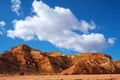 Blue sky white clouds and colorful Wensu Grand Canyon in Autumn