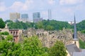 Wenzelsmauer and Skyscraper of Kirchberg district in the City of Luxembourg