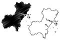 Wenzhou City People`s Republic of China, Zhejiang Province map vector illustration, scribble sketch City of Yongjia, Iu Ciou, I