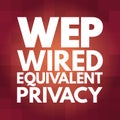 WEP - Wired Equivalent Privacy acronym, technology concept background Royalty Free Stock Photo