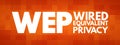 WEP - Wired Equivalent Privacy acronym, technology concept background Royalty Free Stock Photo