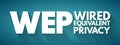 WEP - Wired Equivalent Privacy acronym, technology concept background Royalty Free Stock Photo