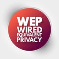 WEP - Wired Equivalent Privacy acronym, technology concept background Royalty Free Stock Photo