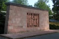 Werdau, Germany - July 26, 2023: The Soviet memorial at the Memorial Square in Werdau, a town in Landkreis Zwickau in Saxony