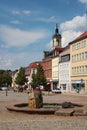 Werdau, Germany - June 5, 2023: Market square of Werdau, part of the Landkreis Zwickau in Saxony. Werdau was a big textile and