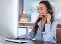 Were available 277. an attractive young female call centre agent working in her office. Royalty Free Stock Photo