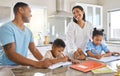 Were doing a great job. parents helping their children with homework at home. Royalty Free Stock Photo