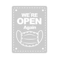 Were open again stickers for establishments reopened after the covid-19 flat icon