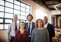 Were the only team you need. Cropped portrait of a diverse team of happy businesspeople posing together in their office. Royalty Free Stock Photo