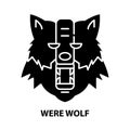 were wolf icon, black vector sign with editable strokes, concept illustration