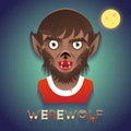 Werewolf Avatar Role Character Bust Icon Halloween Party Stylish Background Greeting Card Template Vector Illustration Royalty Free Stock Photo