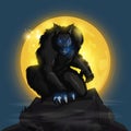 Werewolf and fullmoon Royalty Free Stock Photo