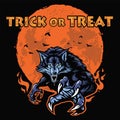 Werewolf Halloween Poster Character Design Vector Illustration