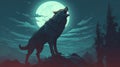 A werewolf howling at the moon