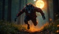 Werewolf in the Moonlight Forest Royalty Free Stock Photo