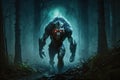 werewolf prowling through moonlit forest, eyes fixed on prey Royalty Free Stock Photo
