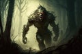 werewolf slashes through forest, hunting for its next victim