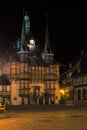 Wernigerode, Germany - April 24, 2016: View of the medieval town hall. The district of Harz, Saxony-Anhalt, Germany