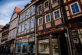 Wernigerode, Saxony-Anhalt, Germany, 29 October 2022: Historic old vintage colored timber frame houses in medieval town, UNESCO