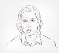 Wes Anderson vector sketch portrait face famous Royalty Free Stock Photo